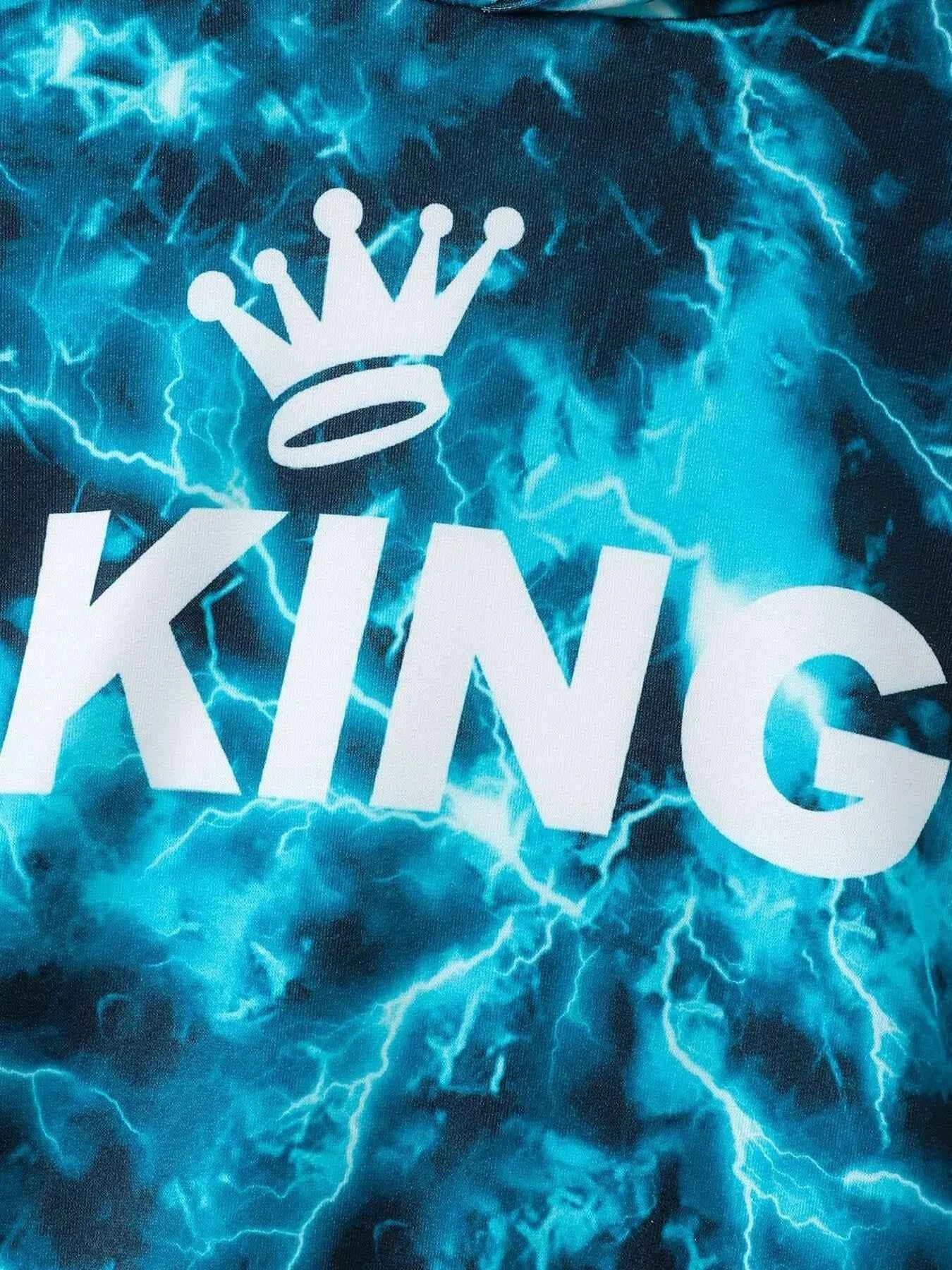 Children's King Letter Lightning Hoodie & Pants Set