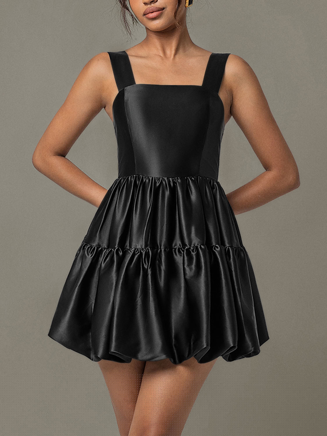 Ruched Square Neck Wide Strap Mini Dress | Sugarz Chique Boutique