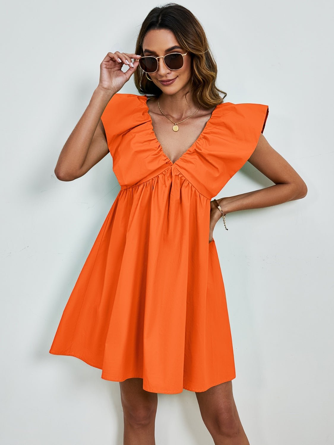 V-Neck Cap Sleeve Mini Dress | Sugarz Chique Boutique
