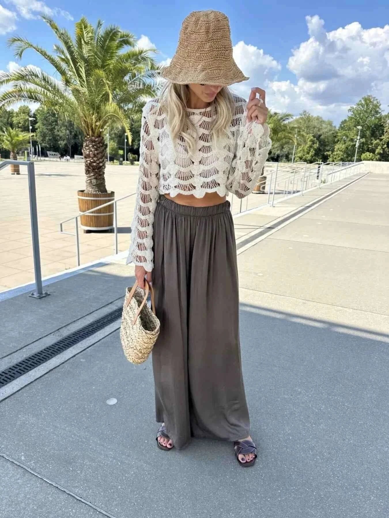 Crochet Long Sleeve Knit Cover Up