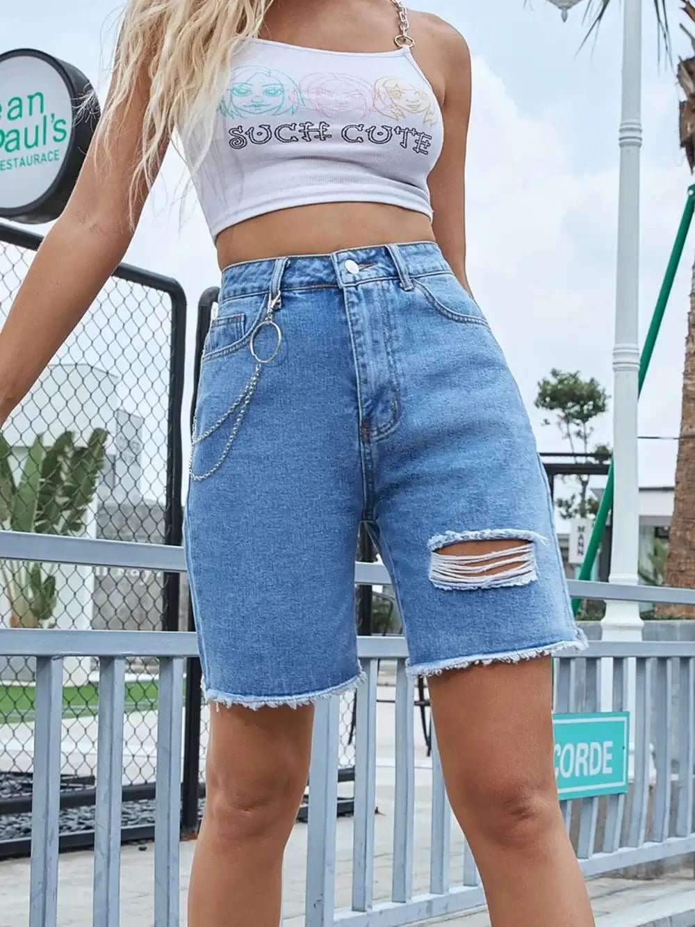 Distressed Raw Hem Denim Shorts | Sugarz Chique Boutique