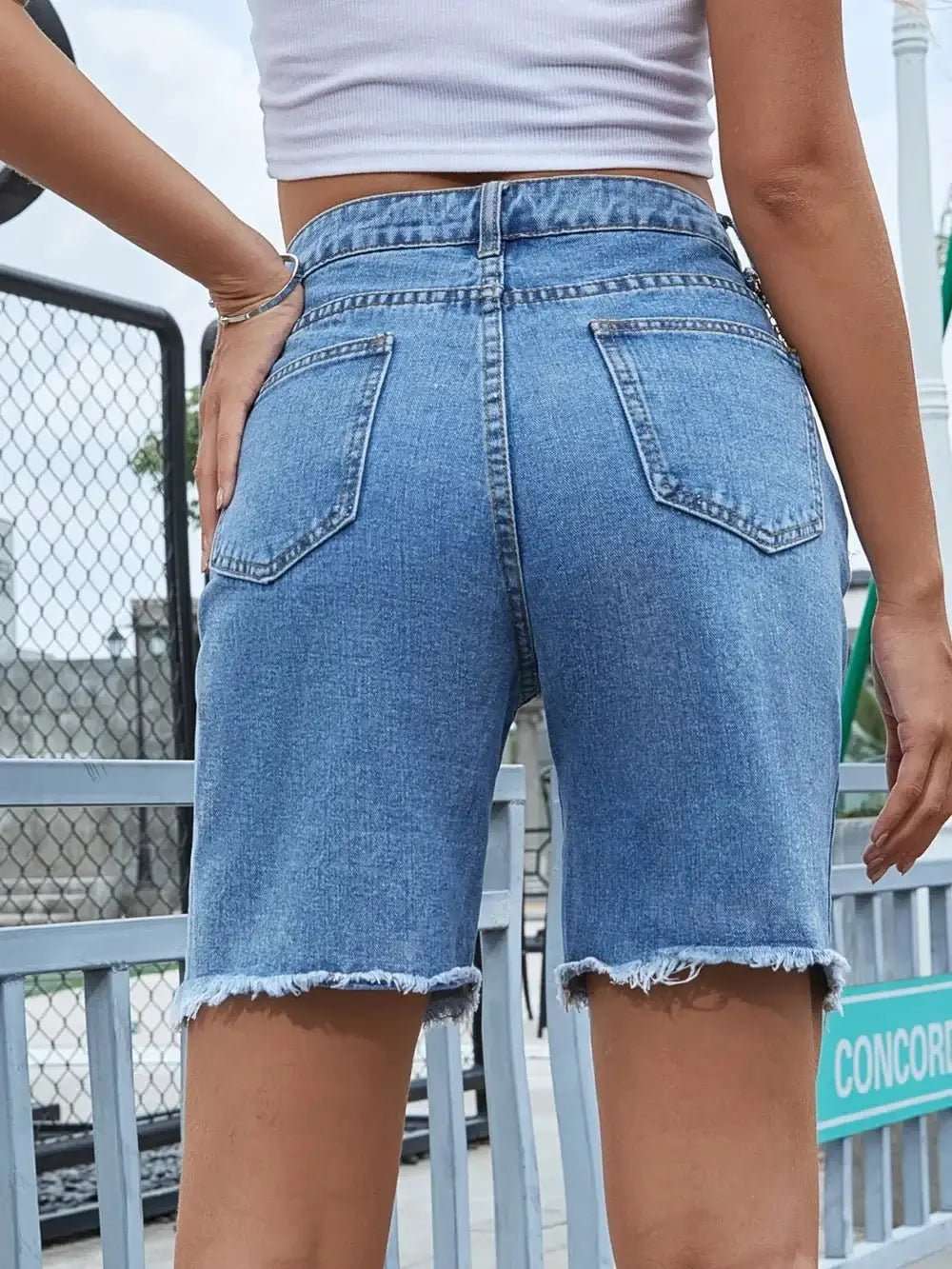 Distressed Raw Hem Denim Shorts | Sugarz Chique Boutique