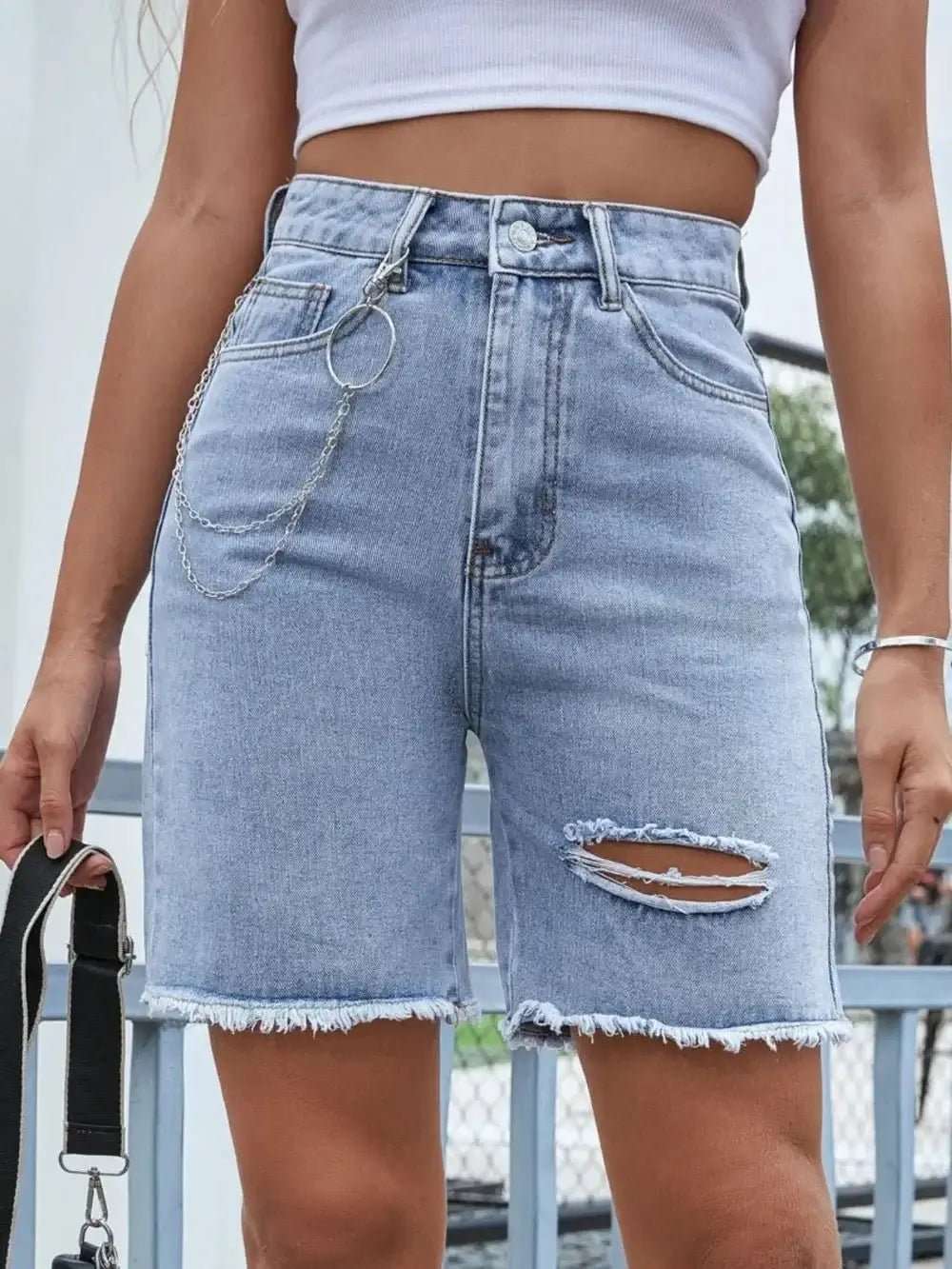 Distressed Raw Hem Denim Shorts | Sugarz Chique Boutique