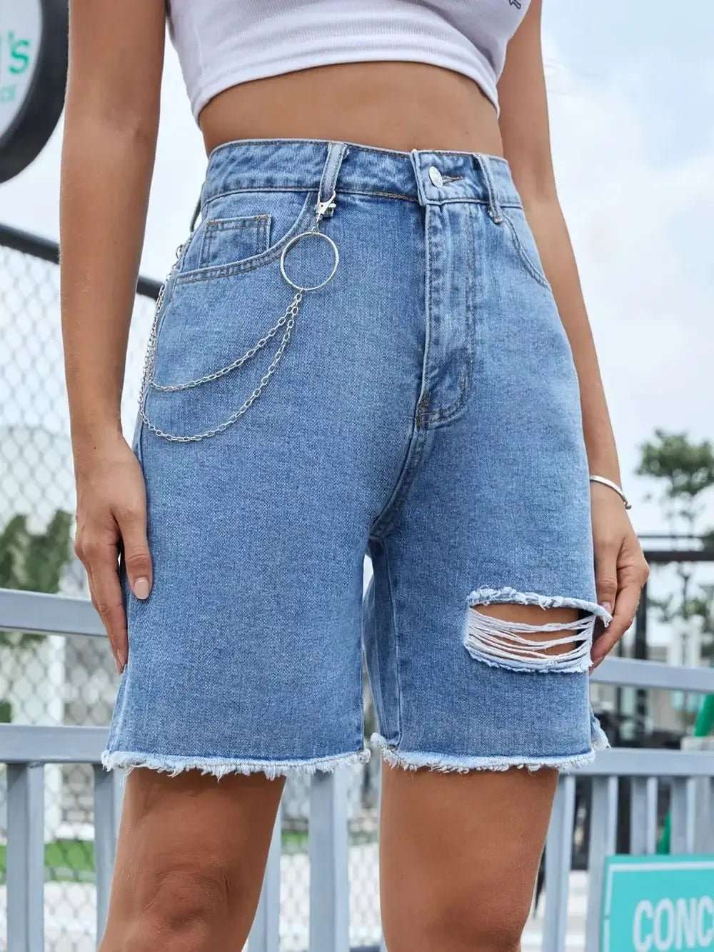 Distressed Raw Hem Denim Shorts | Sugarz Chique Boutique