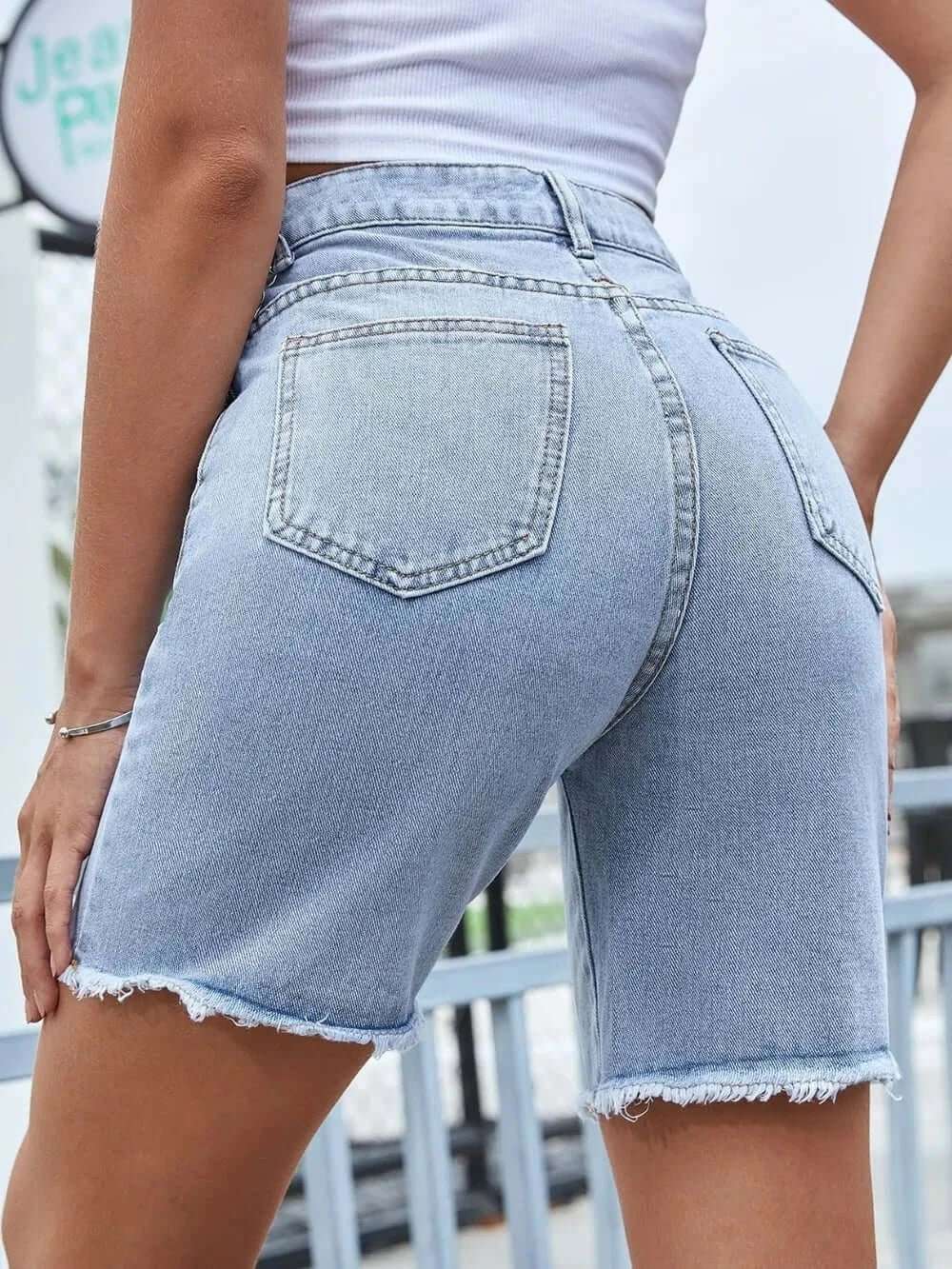 Distressed Raw Hem Denim Shorts | Sugarz Chique Boutique