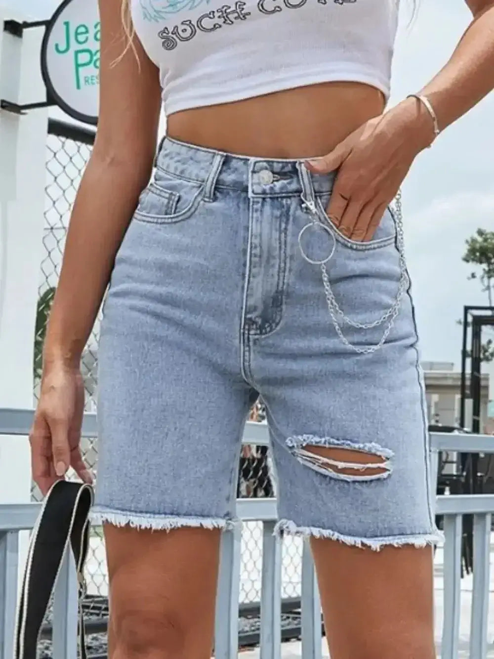 Distressed Raw Hem Denim Shorts - Sugarz Chique Boutique