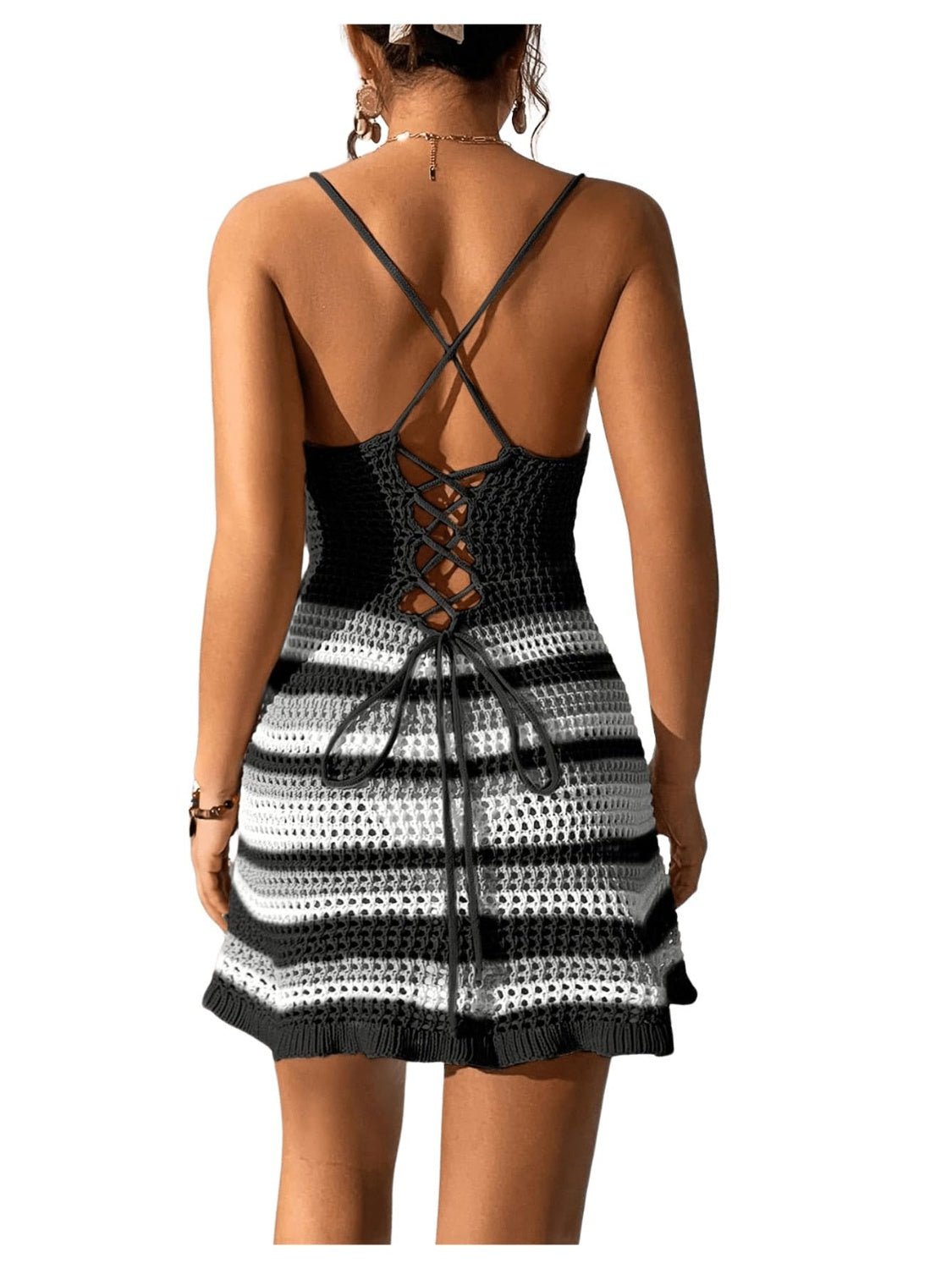 Cutout Striped Spaghetti Strap Cover Up Dress | Sugarz Chique Boutique