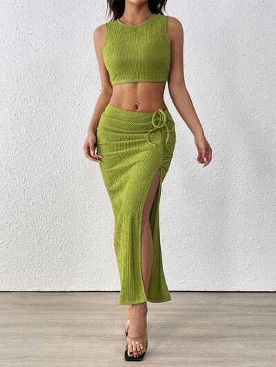 ruched skirt set sugarz chique boutique - 0