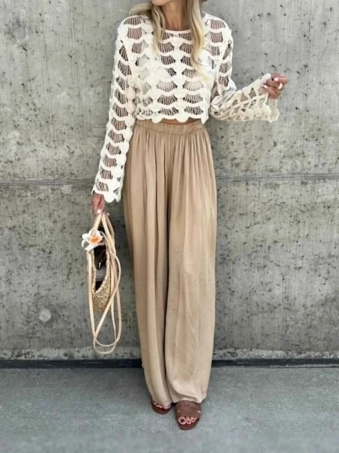Crochet Long Sleeve Knit Cover Up