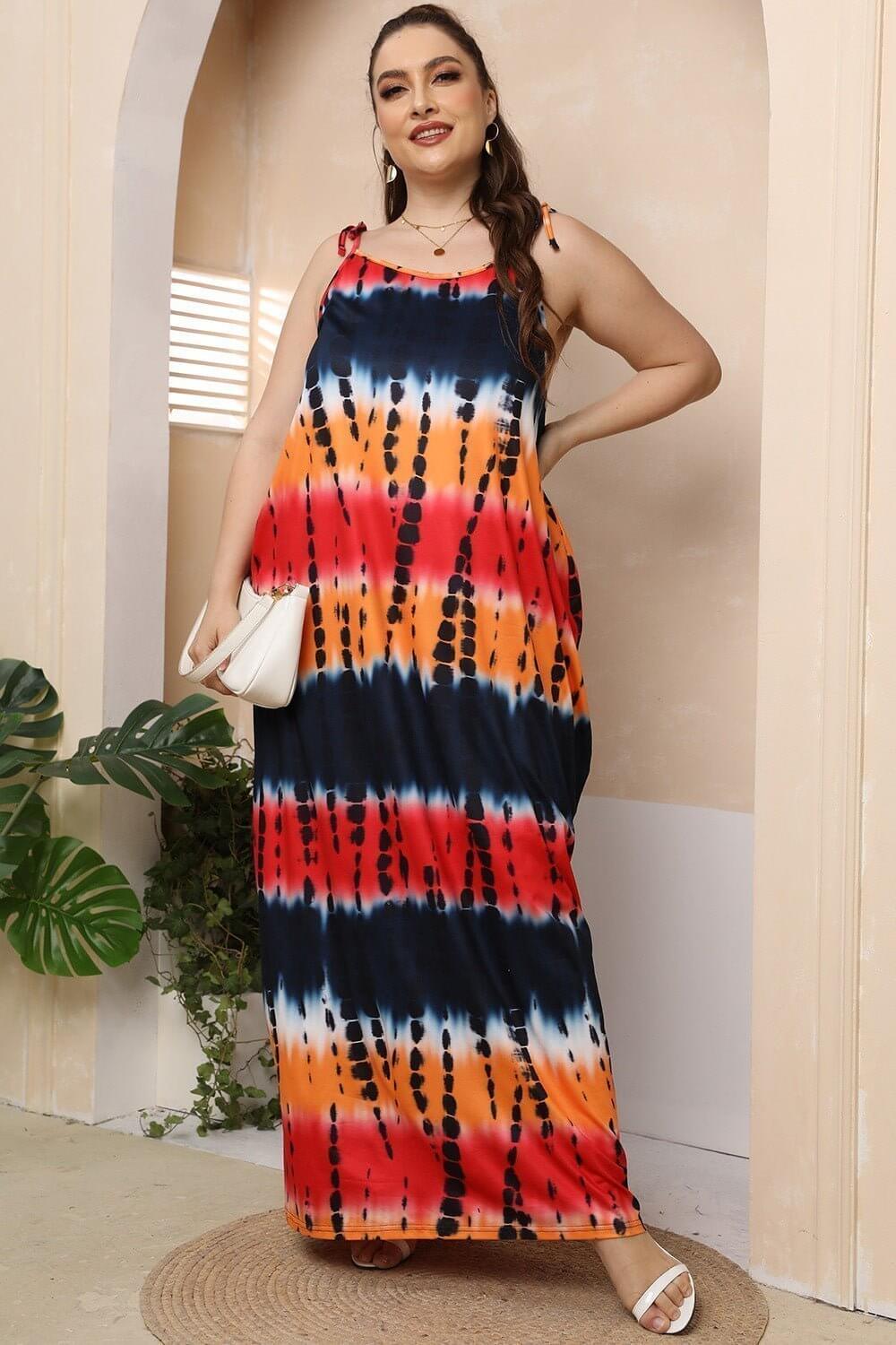 Plus Size Tie-Shoulder Maxi Dress | Sugarz Chique Boutique