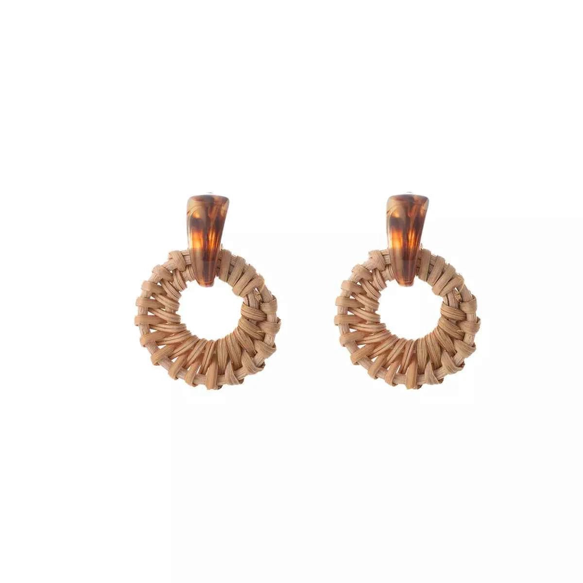 Bohemian Rattan Woven Hoop Earrings | Sugarz Chique Boutique
