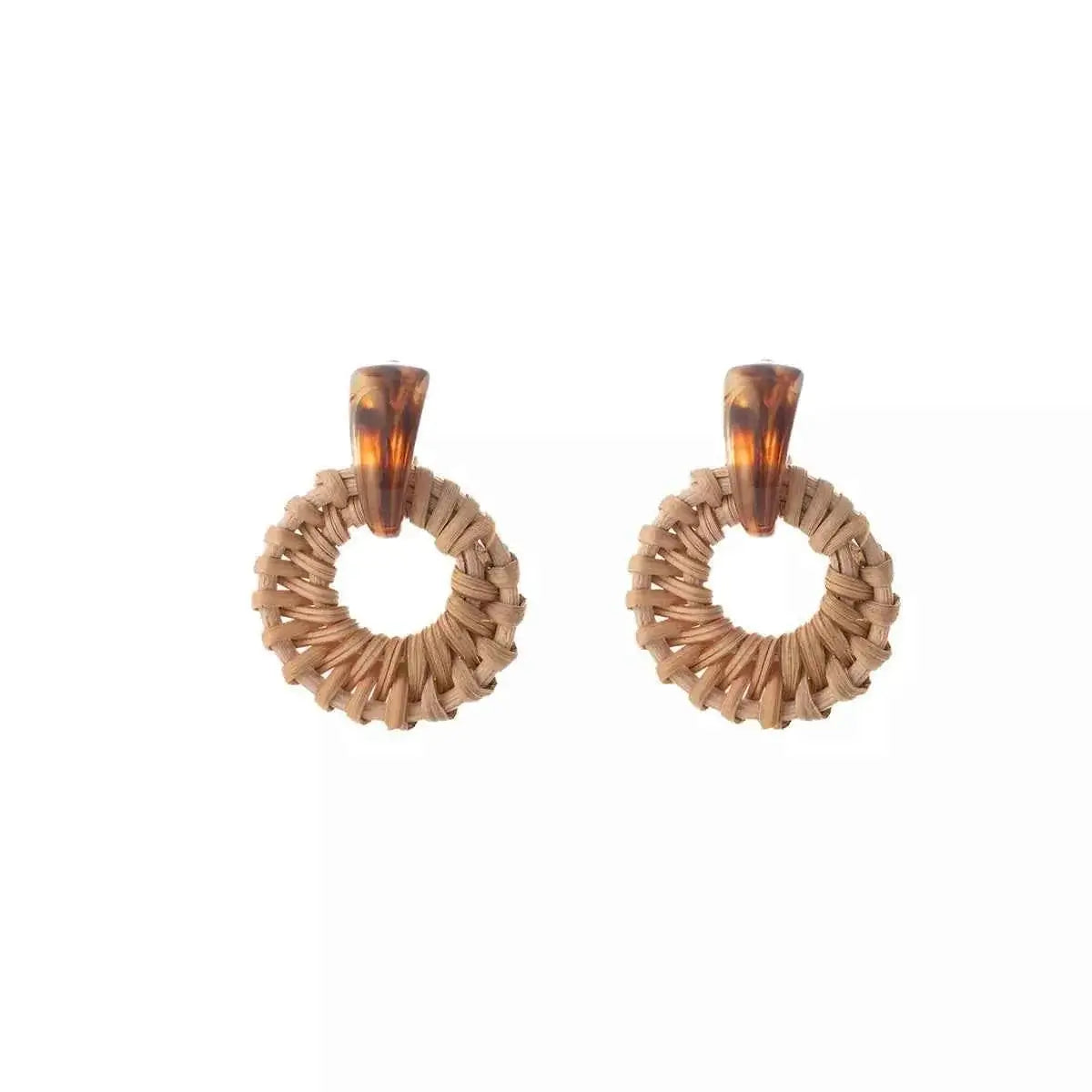 Bohemian Rattan Woven Hoop Earrings | Sugarz Chique Boutique