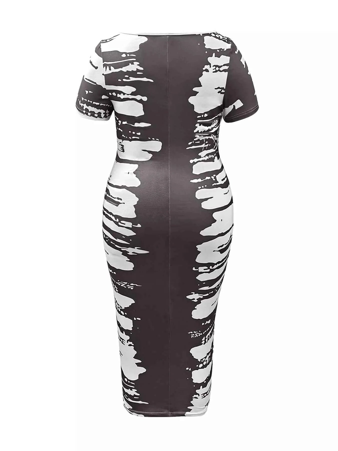 Plus Size Square Neck Short Sleeve Dress