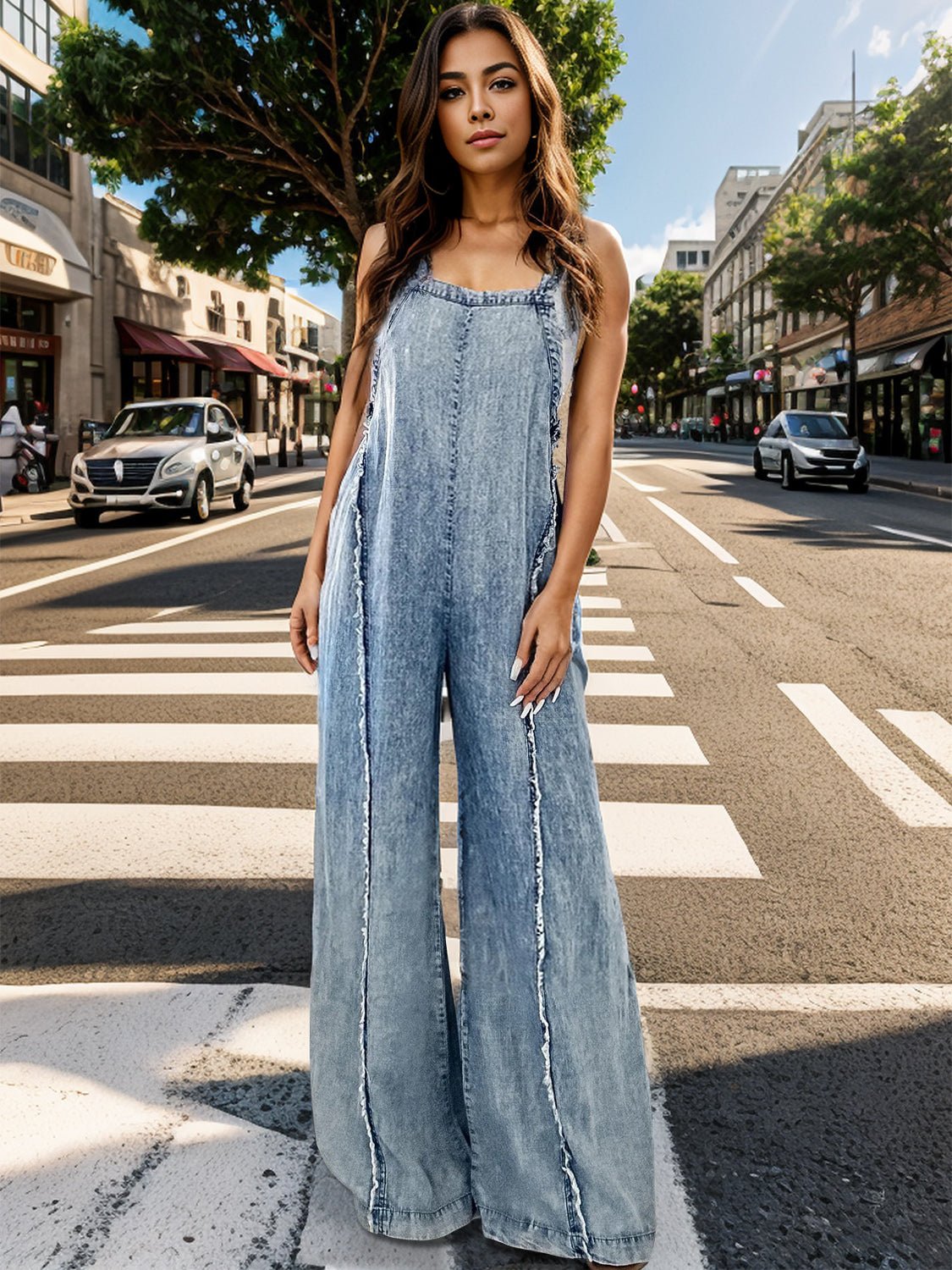Adjustable Strap Wide Leg Denim Overalls | Sugarz Chique Boutique