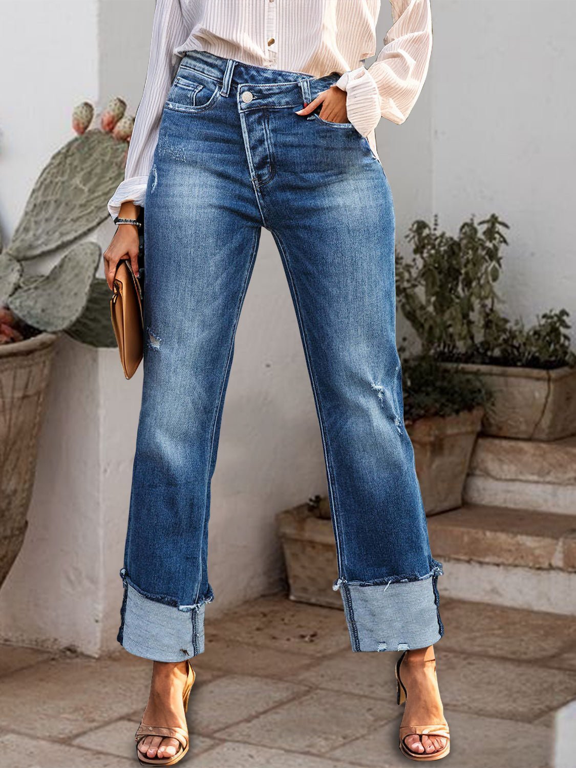 Mid-Rise Waist Jeans with Pockets | Sugarz Chique Boutique
