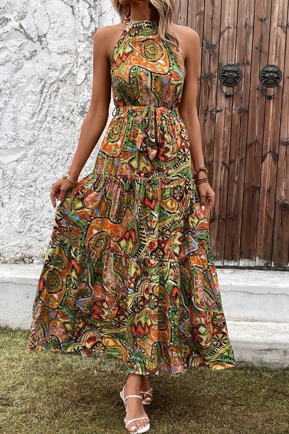 Tied Slit Floral Sleeveless Dress | Sugarz Chique Boutique