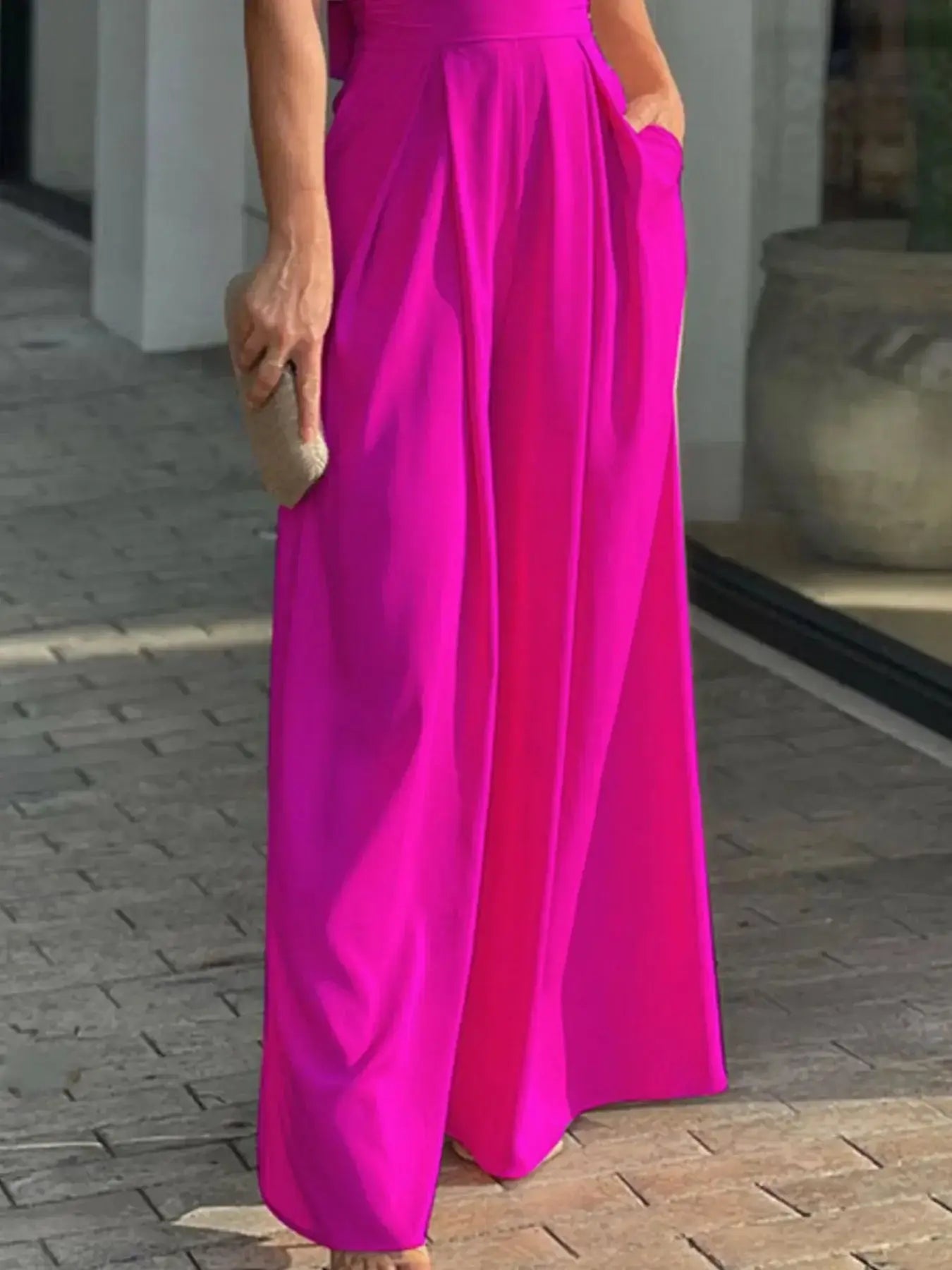 Full Size Cutout V - Neck Puff Sleeve Jumpsuit Plus Size - Sugarz Chique Boutique