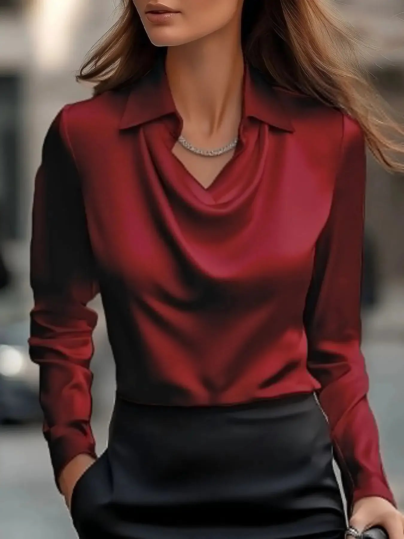 Full Size Long Sleeve Blouse with Collar Plus Size - Sugarz Chique Boutique