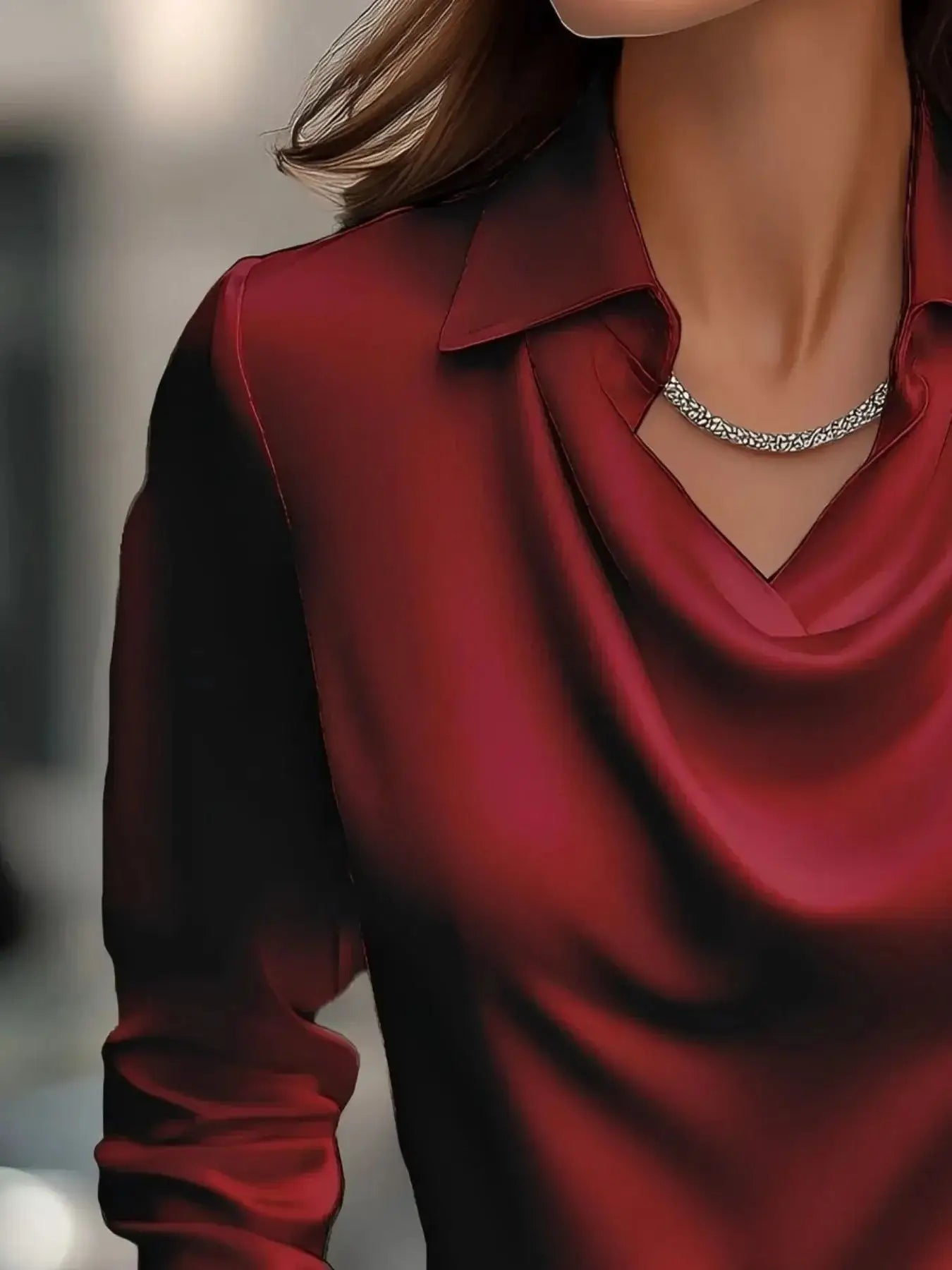 Full Size Long Sleeve Blouse with Collar Plus Size - Sugarz Chique Boutique