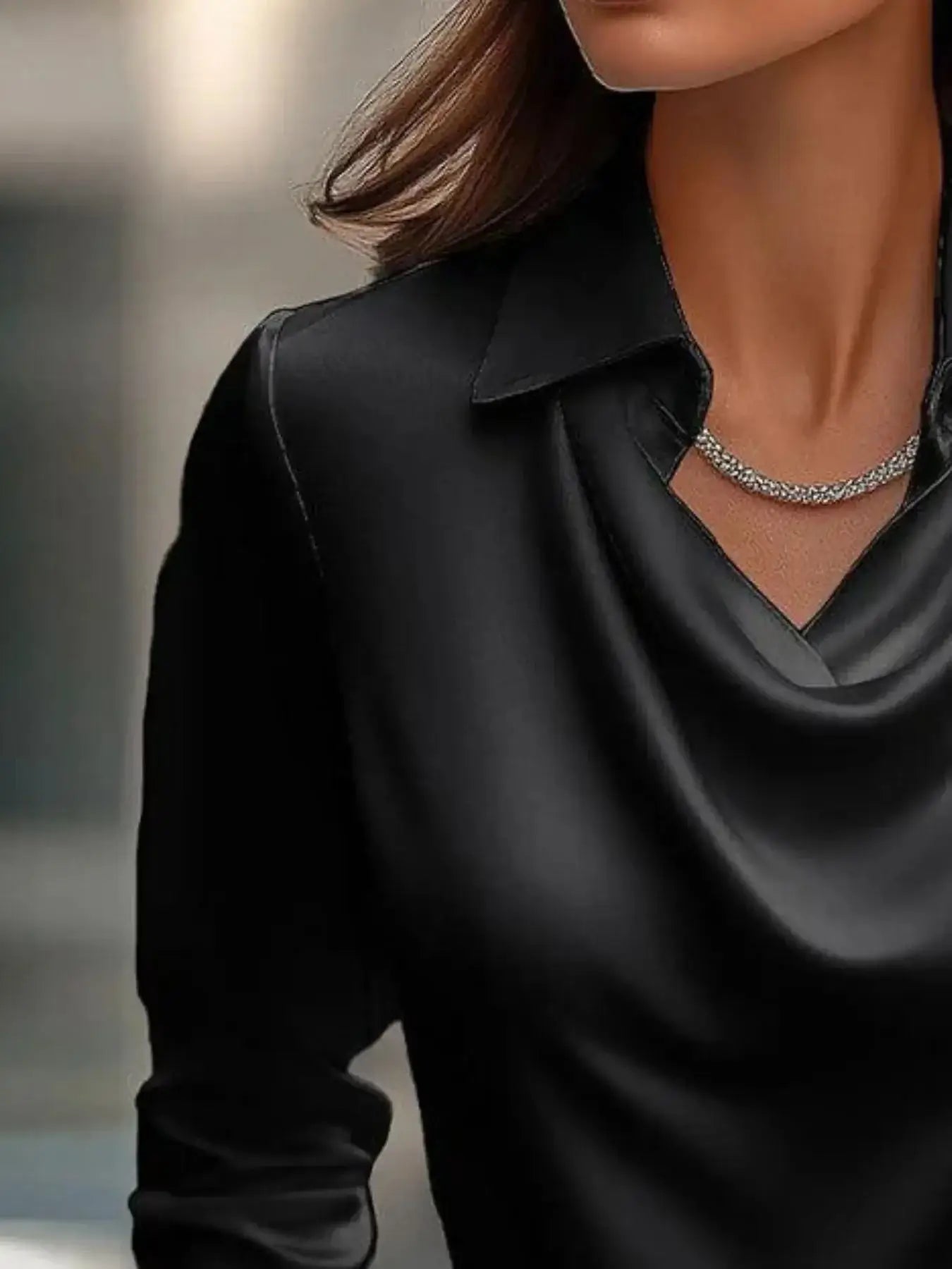 Full Size Long Sleeve Blouse with Collar Plus Size - Sugarz Chique Boutique