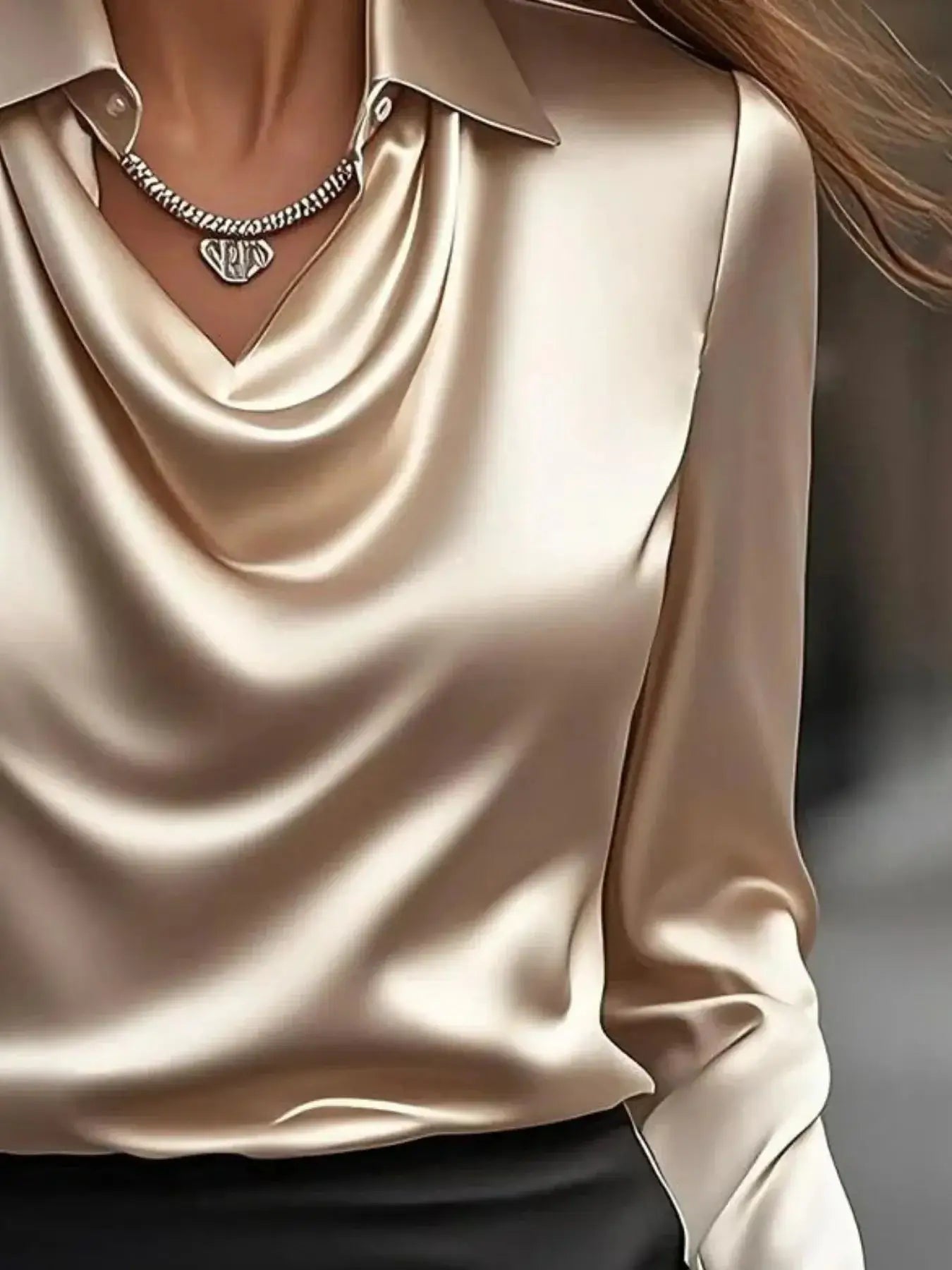 Full Size Long Sleeve Blouse with Collar Plus Size - Sugarz Chique Boutique