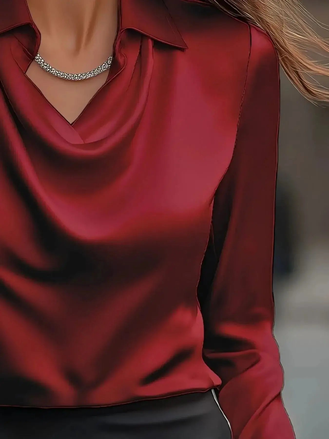 Full Size Long Sleeve Blouse with Collar Plus Size - Sugarz Chique Boutique