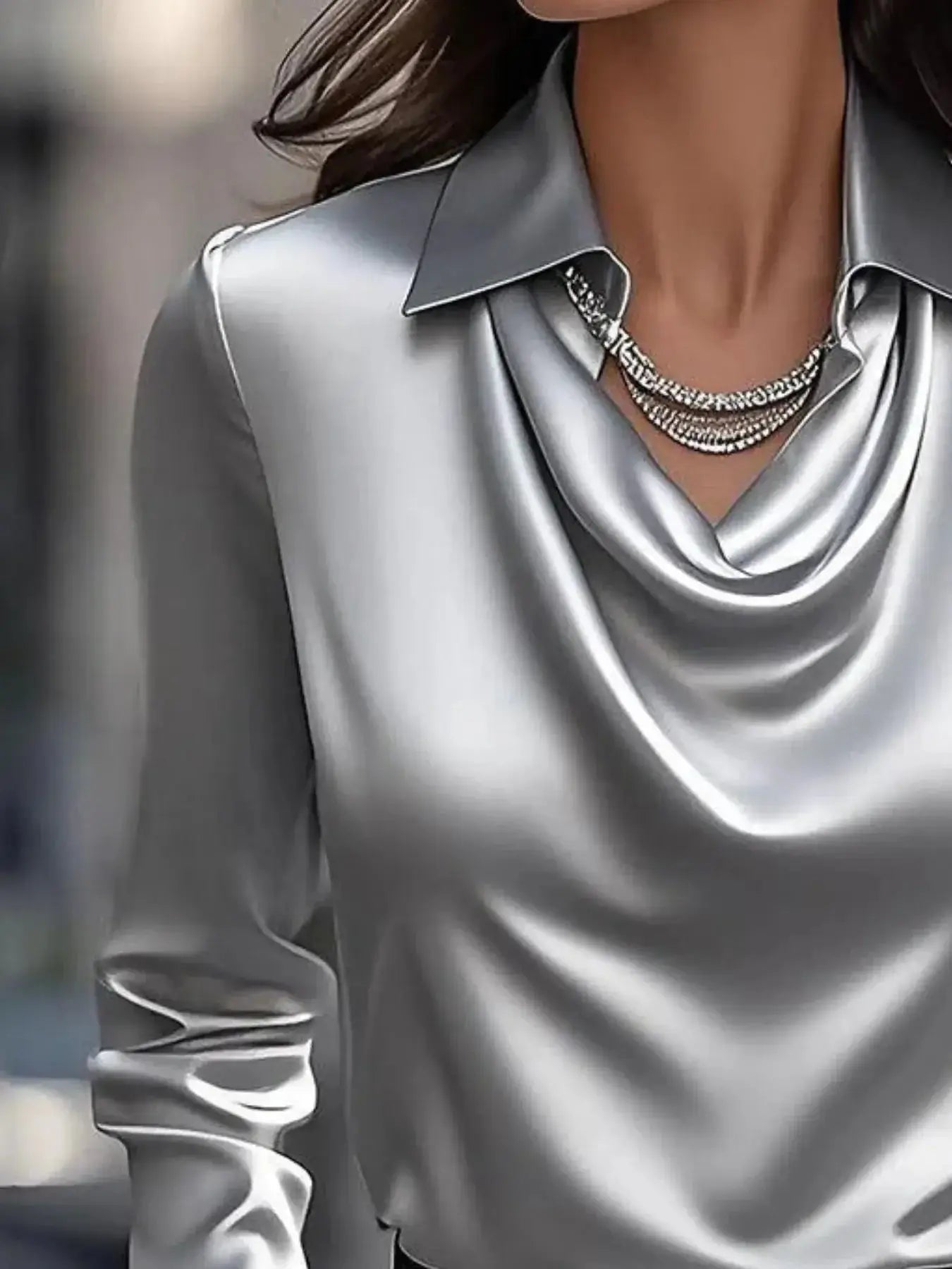 Full Size Long Sleeve Blouse with Collar Plus Size - Sugarz Chique Boutique