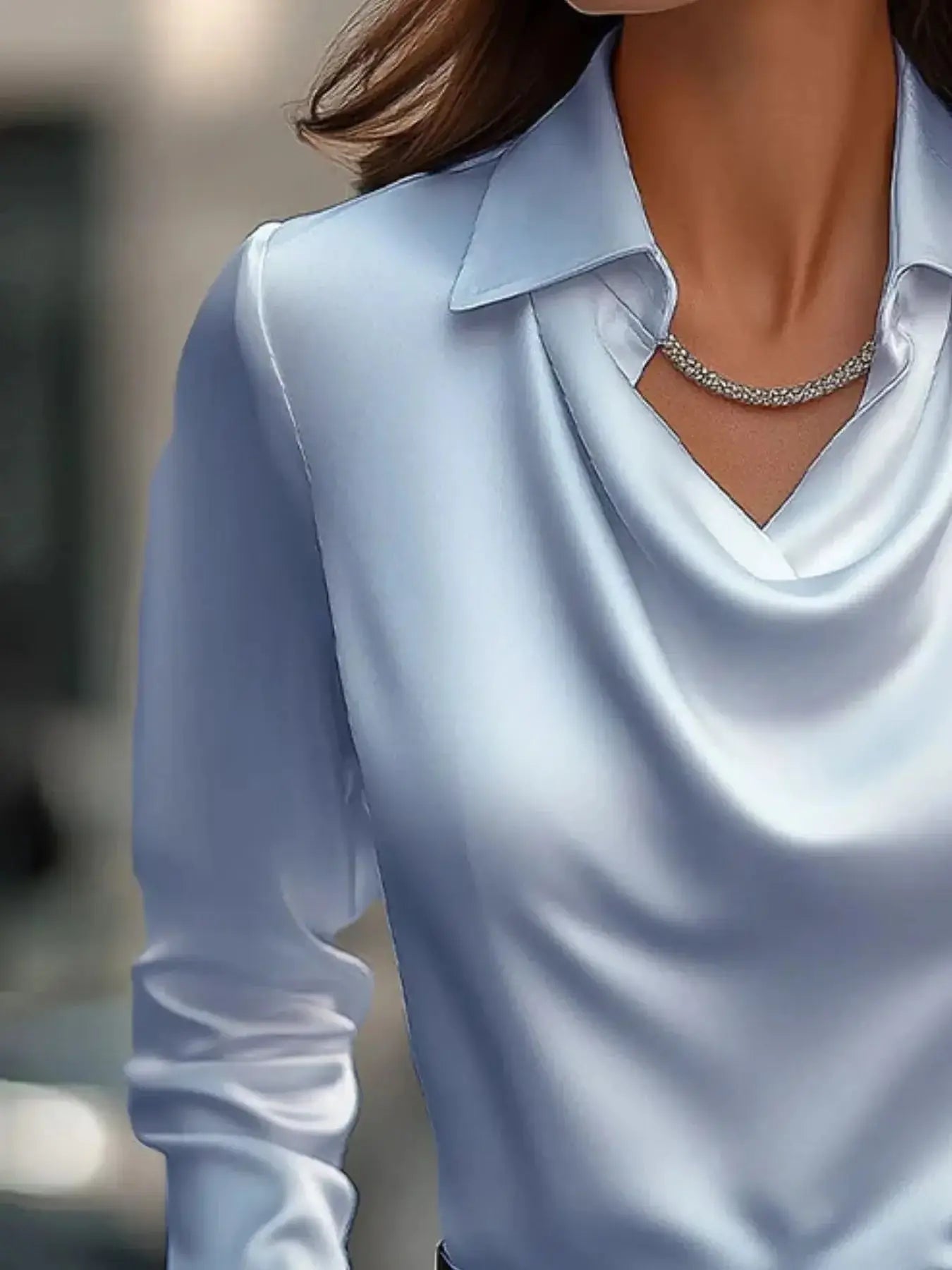 Full Size Long Sleeve Blouse with Collar Plus Size - Sugarz Chique Boutique