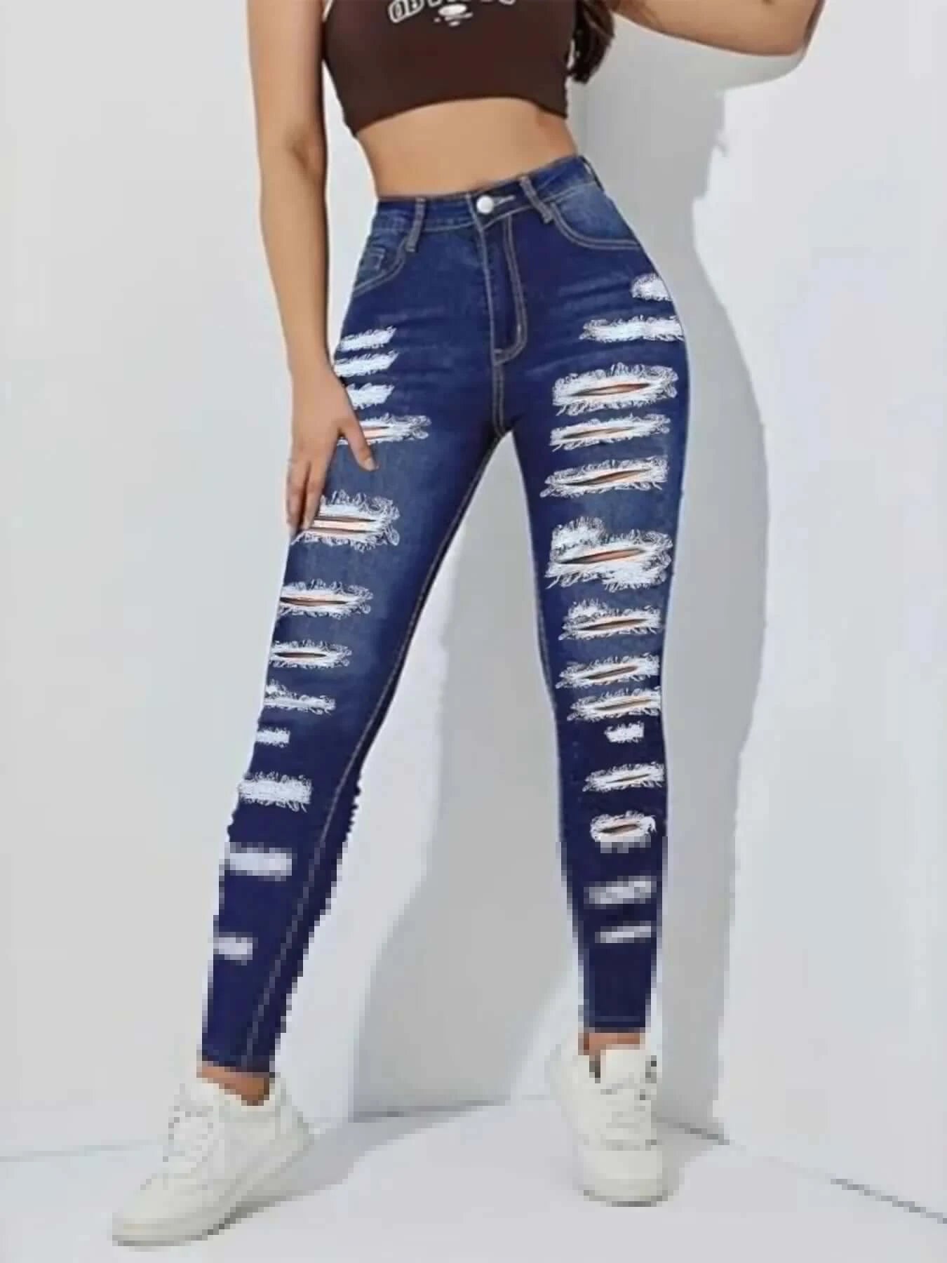 High Waisted Distressed Skinny Jeans - Sugarz Chique Boutique