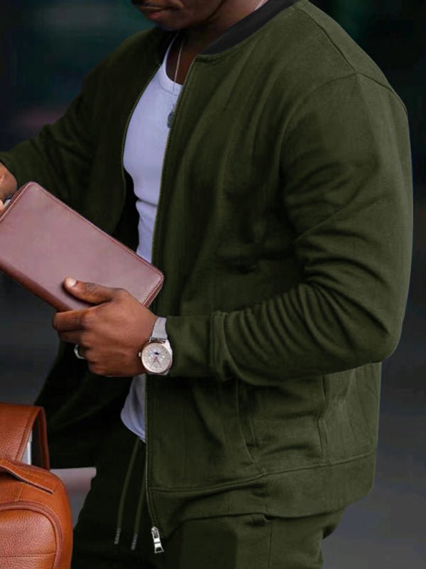 Men's new casual solid color baseball collar jacket suit | Sugarz Chique Boutique