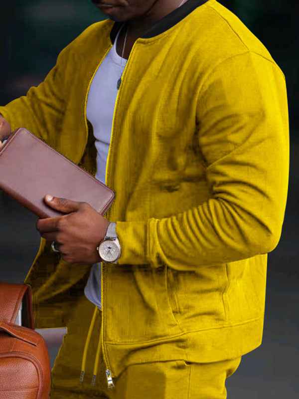 Men's new casual solid color baseball collar jacket suit | Sugarz Chique Boutique