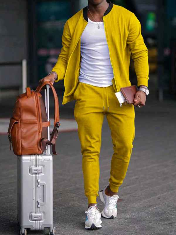 Men's new casual solid color baseball collar jacket suit | Sugarz Chique Boutique