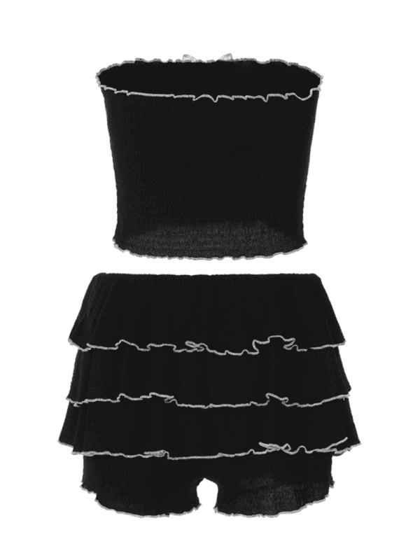 Fashionable and sexy tube top pleated cake skirt suit | Sugarz Chique Boutique