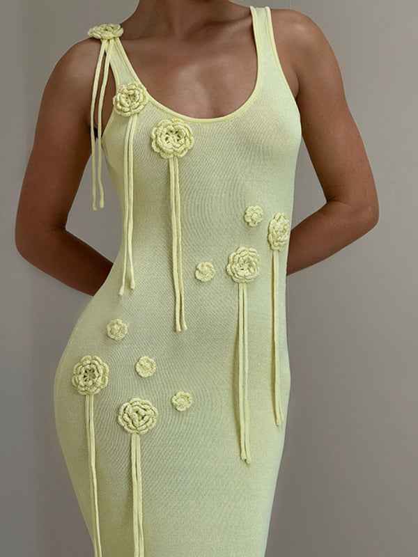 Beach Dress Solid Color Knitted Floating Flower Beach Bikini Swimsuit Cover-up Sun Protection Clothing | Sugarz Chique Boutique