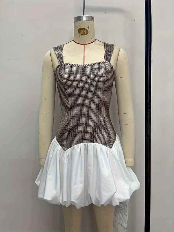 Houndstooth stretch slim short jumper dress | Sugarz Chique Boutique