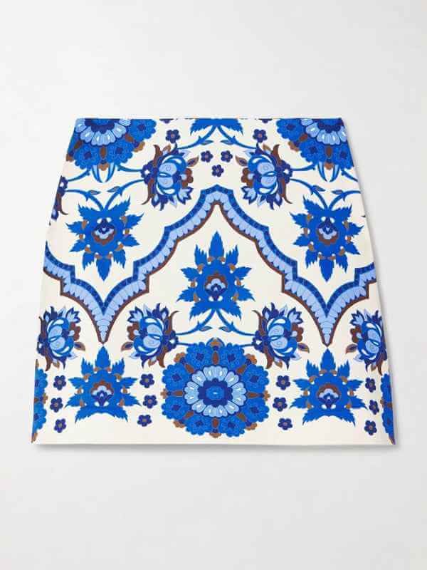 Blue printed round neck top and short skirt two-piece set | Sugarz Chique Boutique