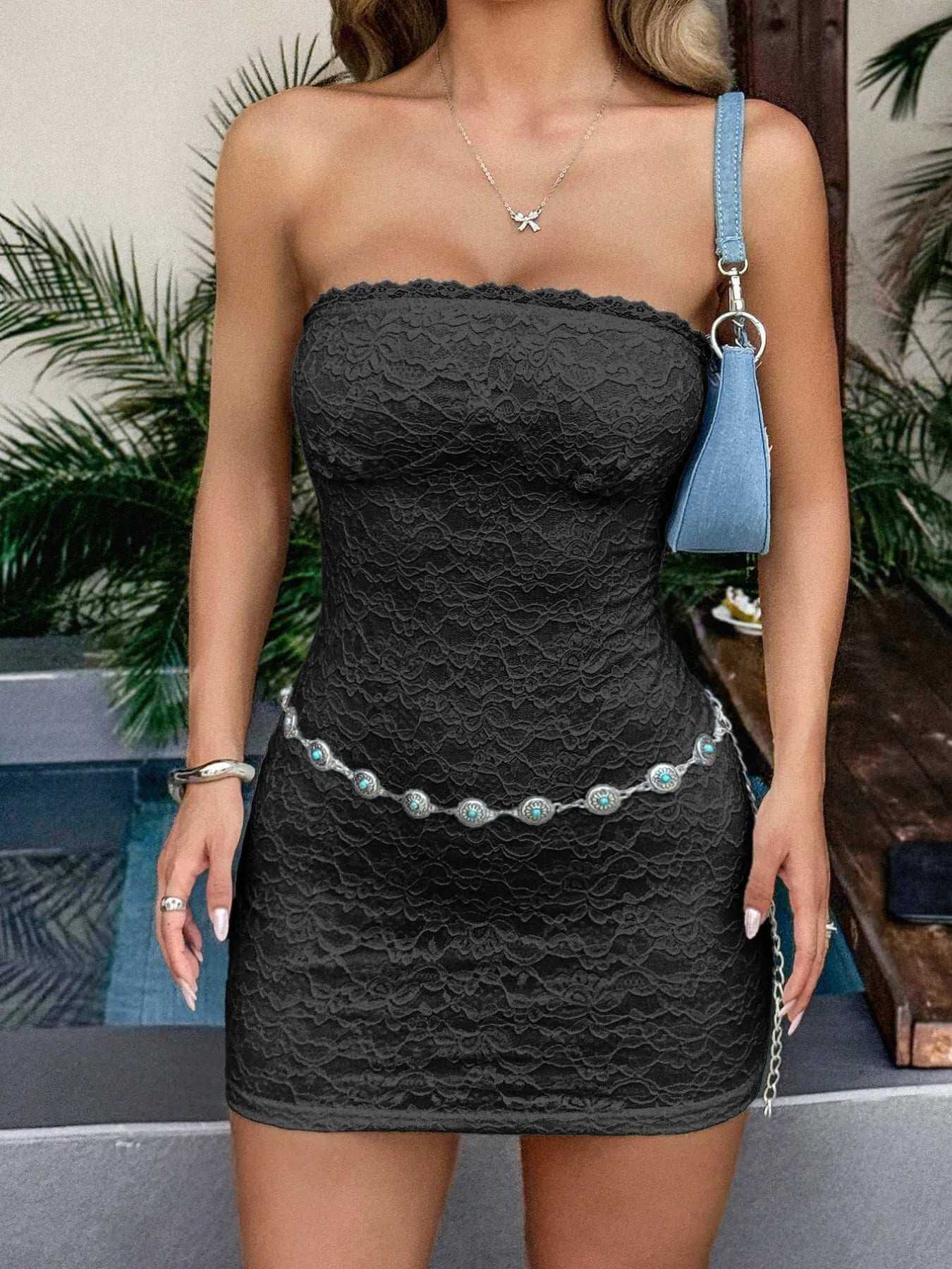 Lace Detail Tube Mini Dress | Sugarz Chique Boutique