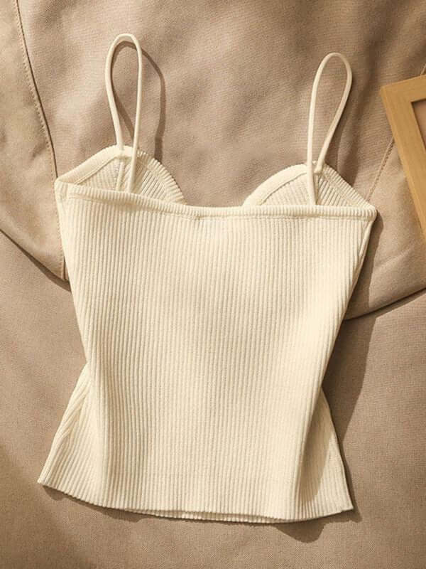 New style knitted tube top camisole with decorative buttoned blouse inside - Sugarz Chique Boutique