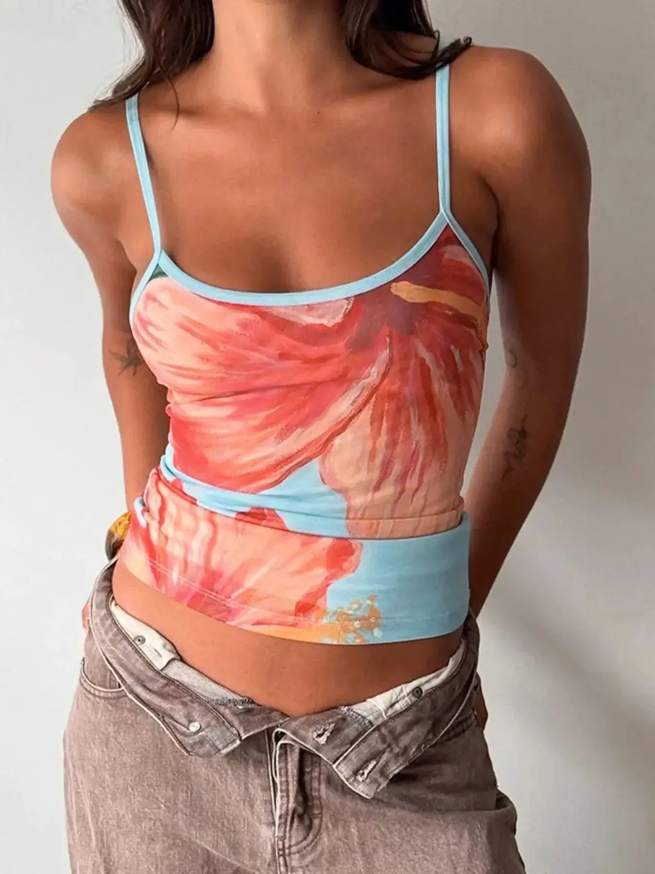 Printed Scoop Neck Cami and Skirt Set - Sugarz Chique Boutique