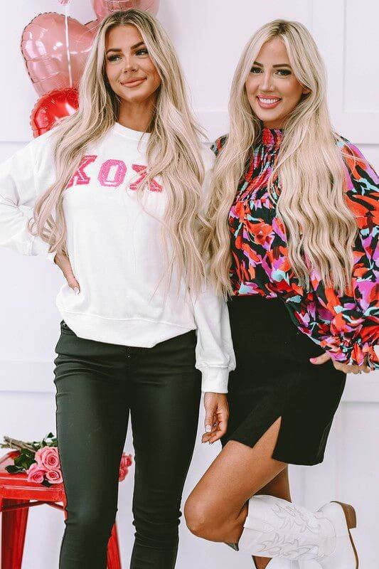 Red Abstract Floral Shirred Puff Sleeve Blouse - Sugarz Chique Boutique