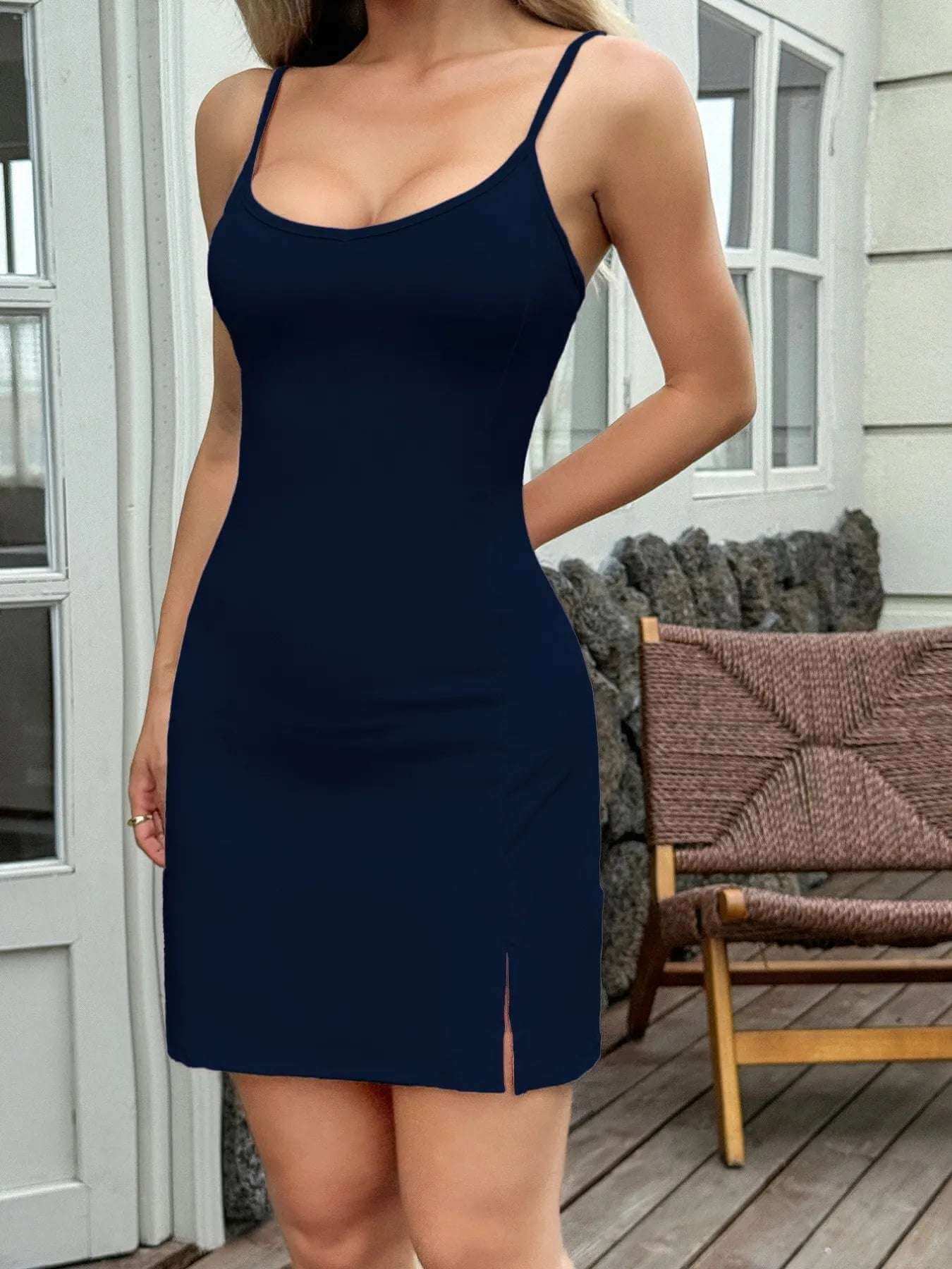 Slit Scoop Neck Cami Dress | Sugarz Chique Boutique