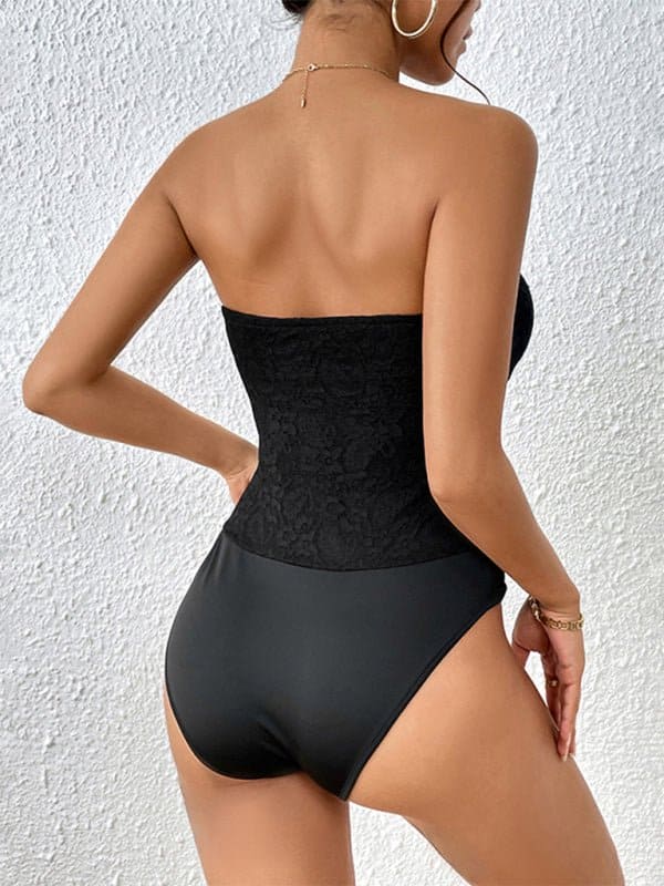 Women's Casual Elegant Black Herringbone Wrap Onesie - Sugarz Chique Boutique