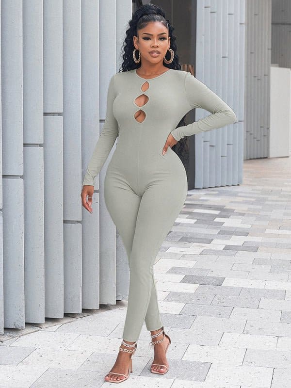 Women's solid color slim fit hip lifting Jumpsuit - Sugarz Chique Boutique