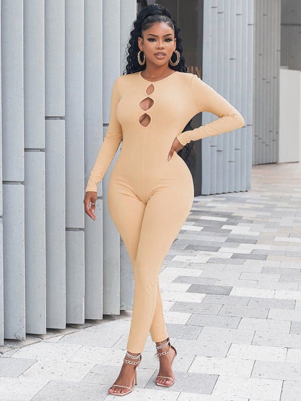 Women's solid color slim fit hip lifting Jumpsuit - Sugarz Chique Boutique