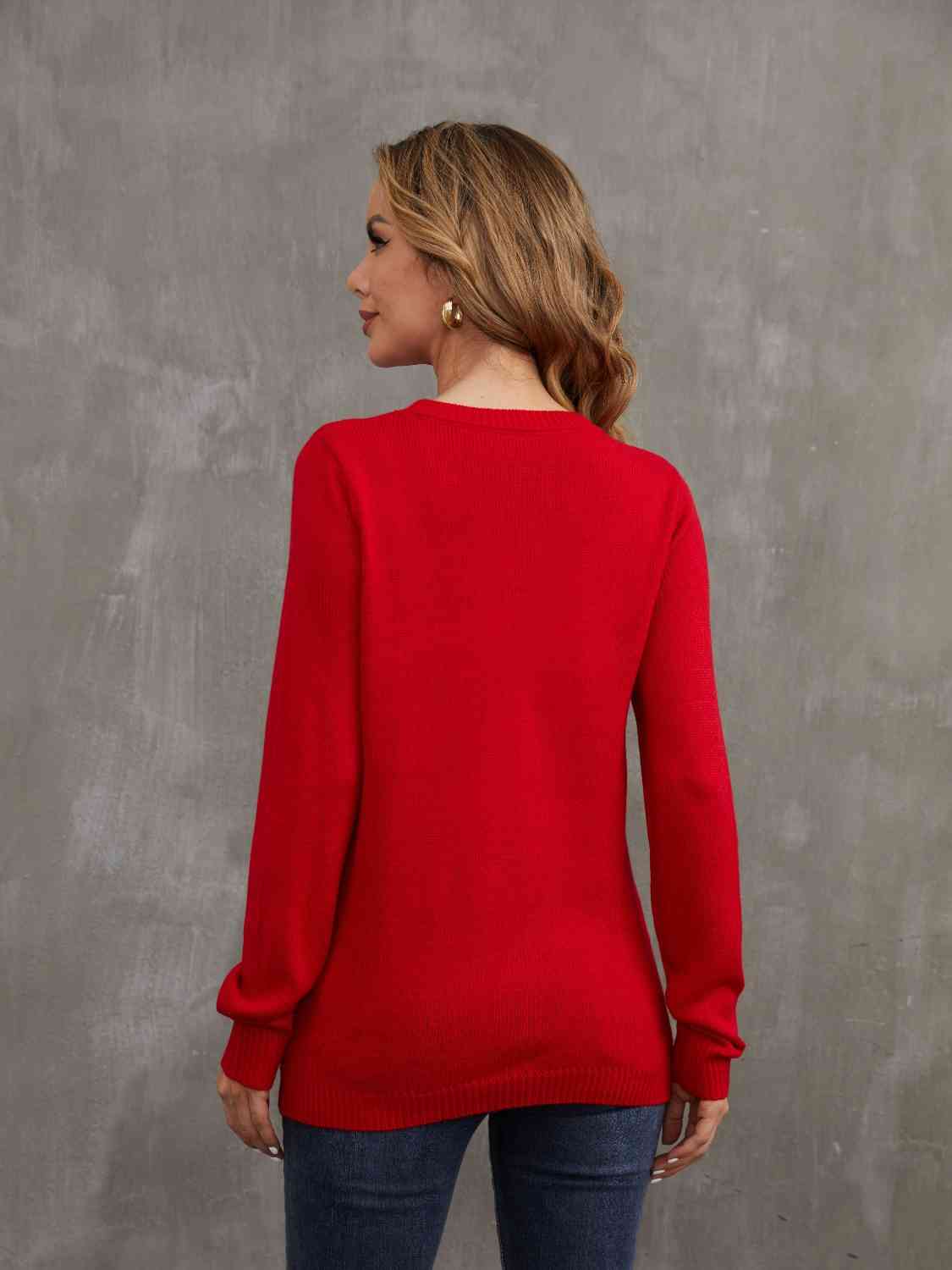 Sequin Reindeer Graphic Sweater | Sugarz Chique Boutique