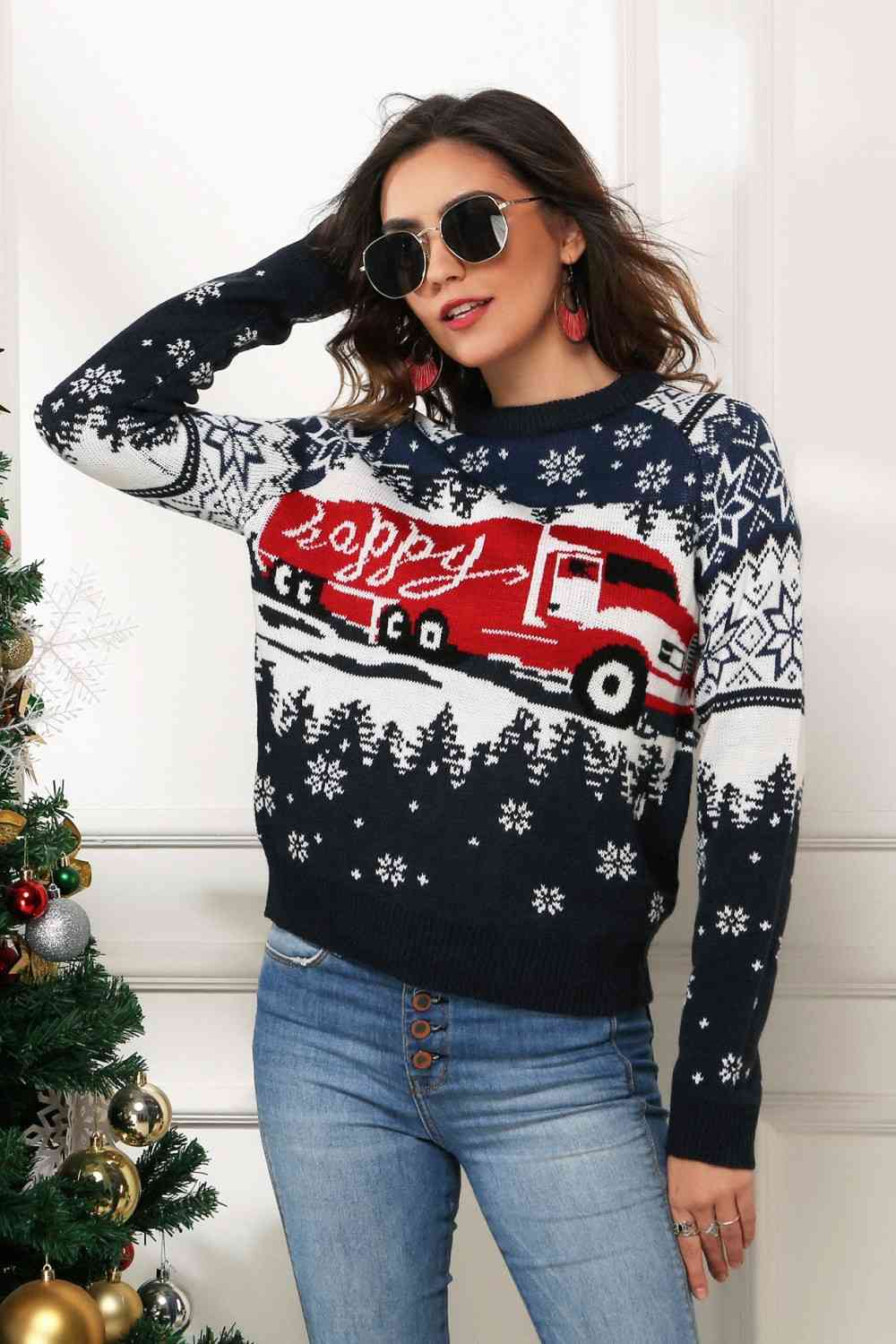 HAPPY Christmas Raglan Sleeve Sweater | Sugarz Chique Boutique