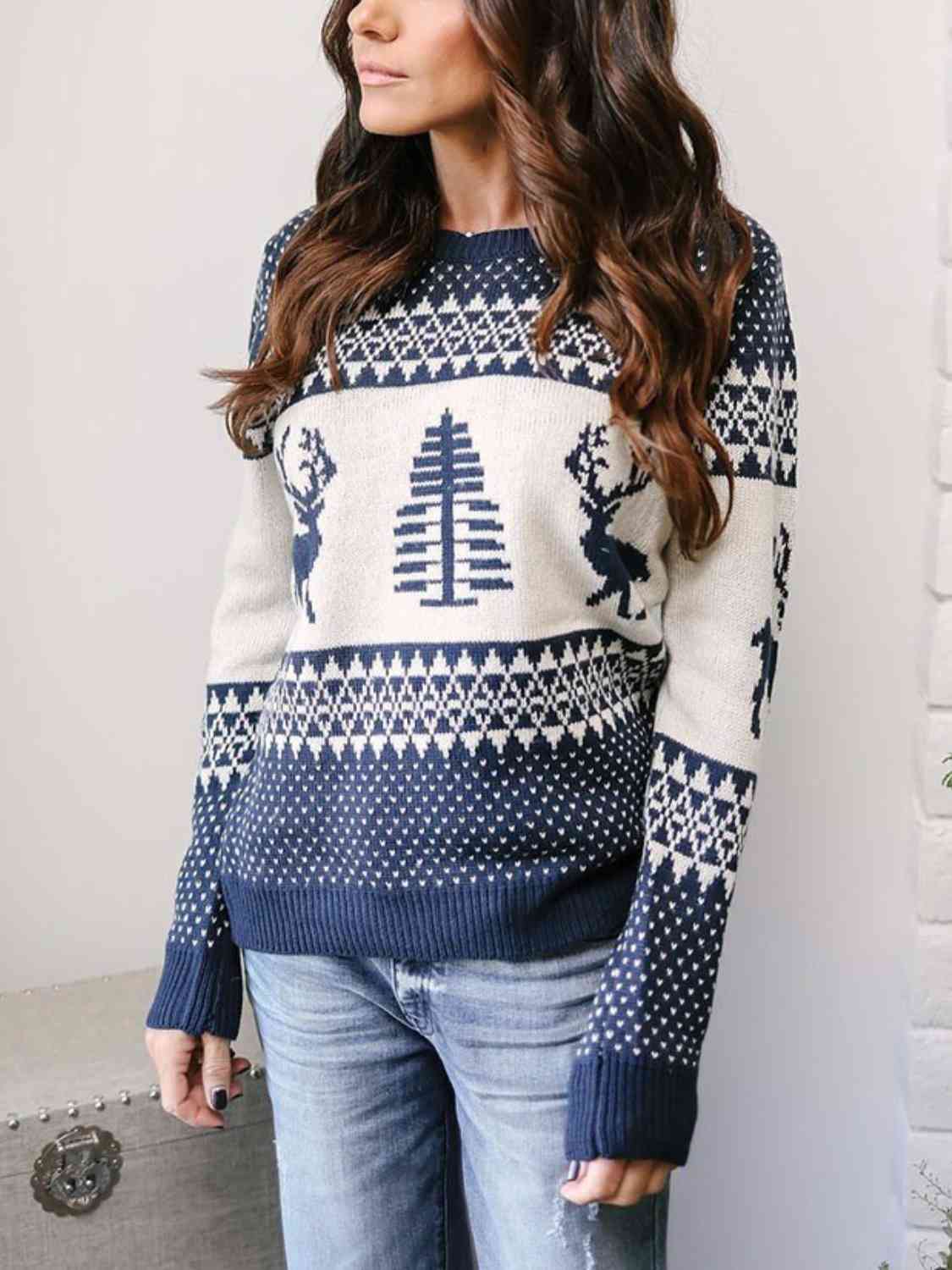 Christmas Theme Round Neck Sweater | Sugarz Chique Boutique