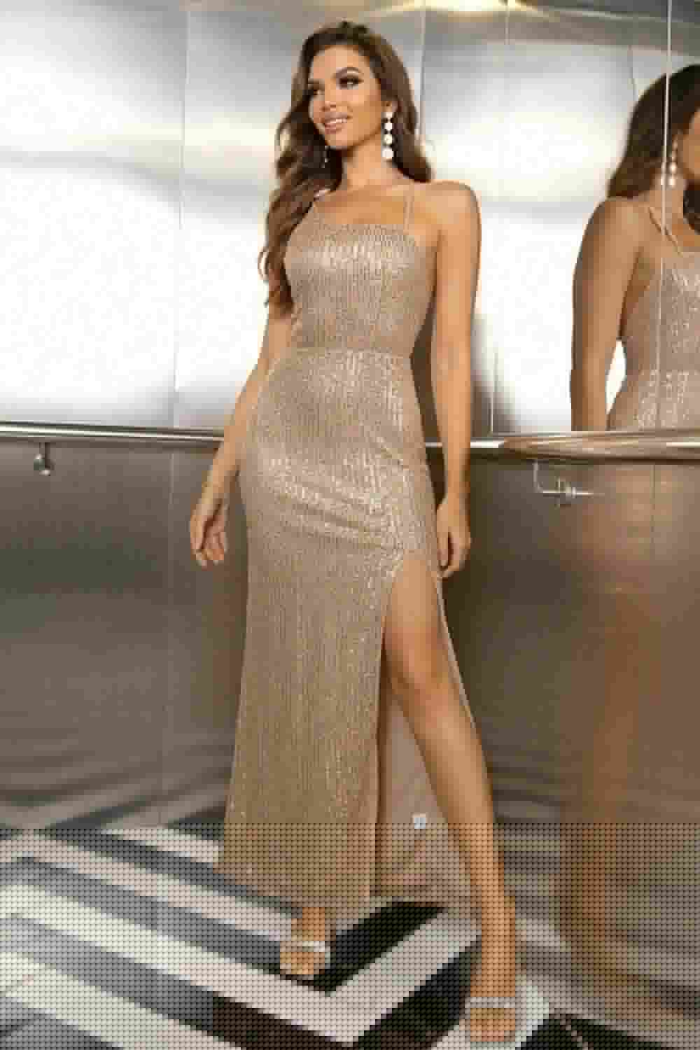 Asymmetrical Neck Sleeveless Split Dress | Sugarz Chique Boutique
