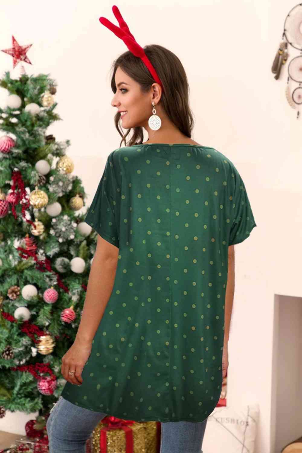 Christmas Round Neck Short Sleeve T-Shirt | Sugarz Chique Boutique