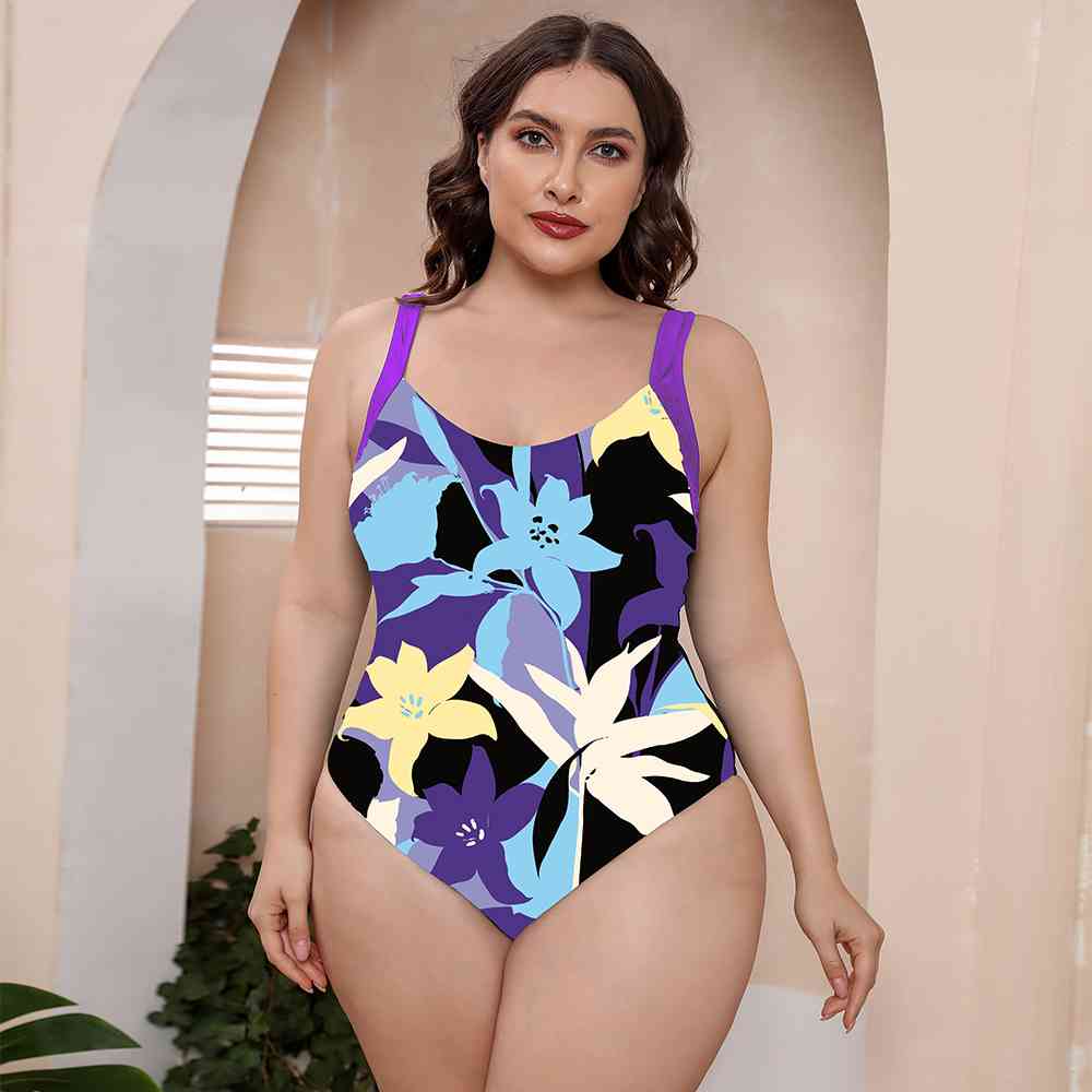 Full Size Printed Scoop Neck Sleeveless One-Piece Swimsuit | Sugarz Chique Boutique